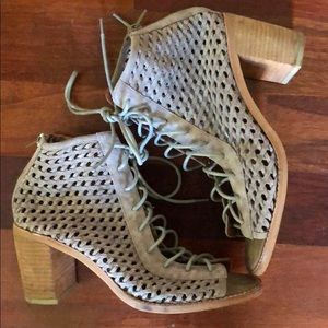 SOLD Jeffrey Campbell Grey Perforated Lace Up Heel